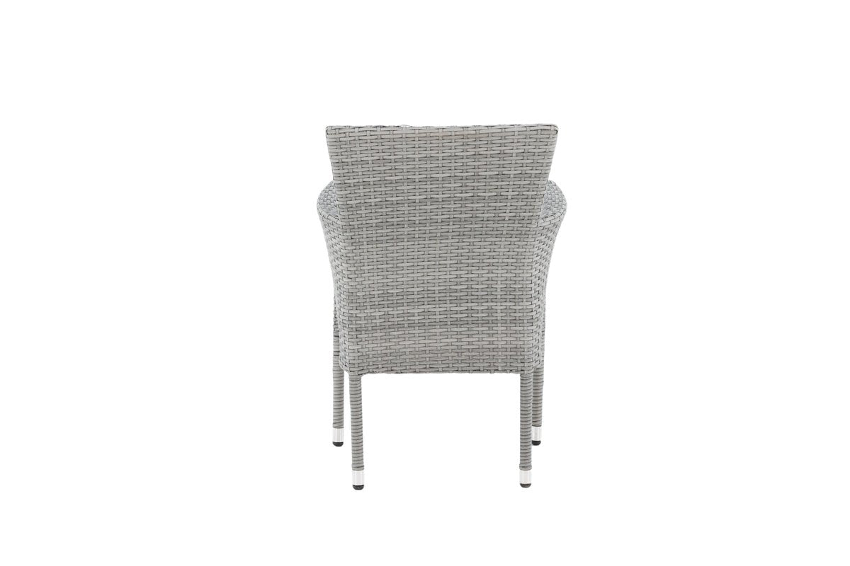 2er Set Gartenstuhl Isla - grauer Stuhl aus Aluminium und Rattan inklusive Sitzkissen