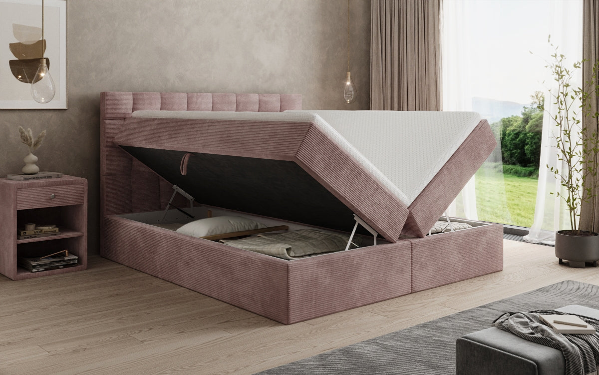 Boxspringbett Como in Cord mit Stauraum