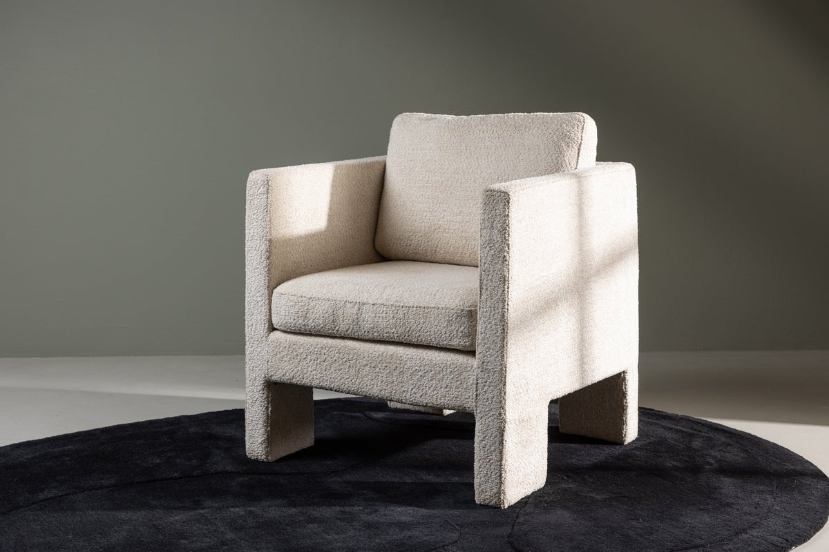 Sessel Rimini - mit weißem Bouclé-Stoff