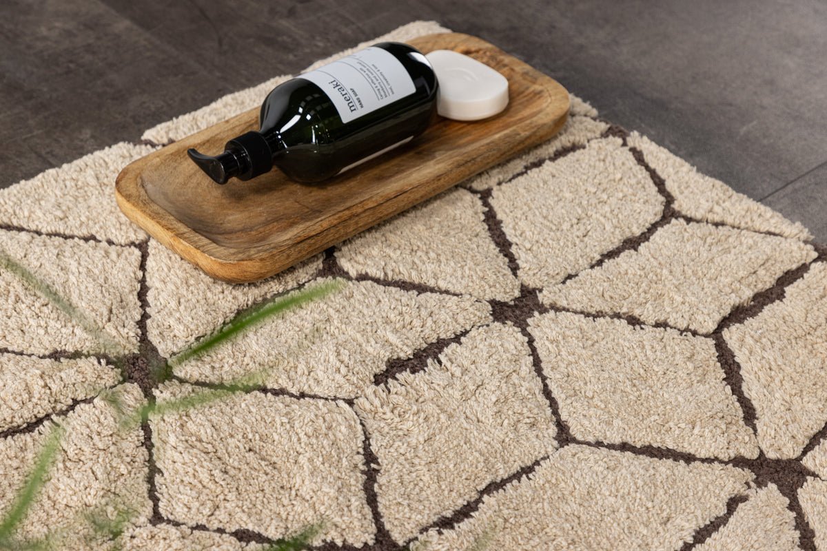 Badematte Semara - in einer Beige-Braun Kombination aus weicher Baumwolle