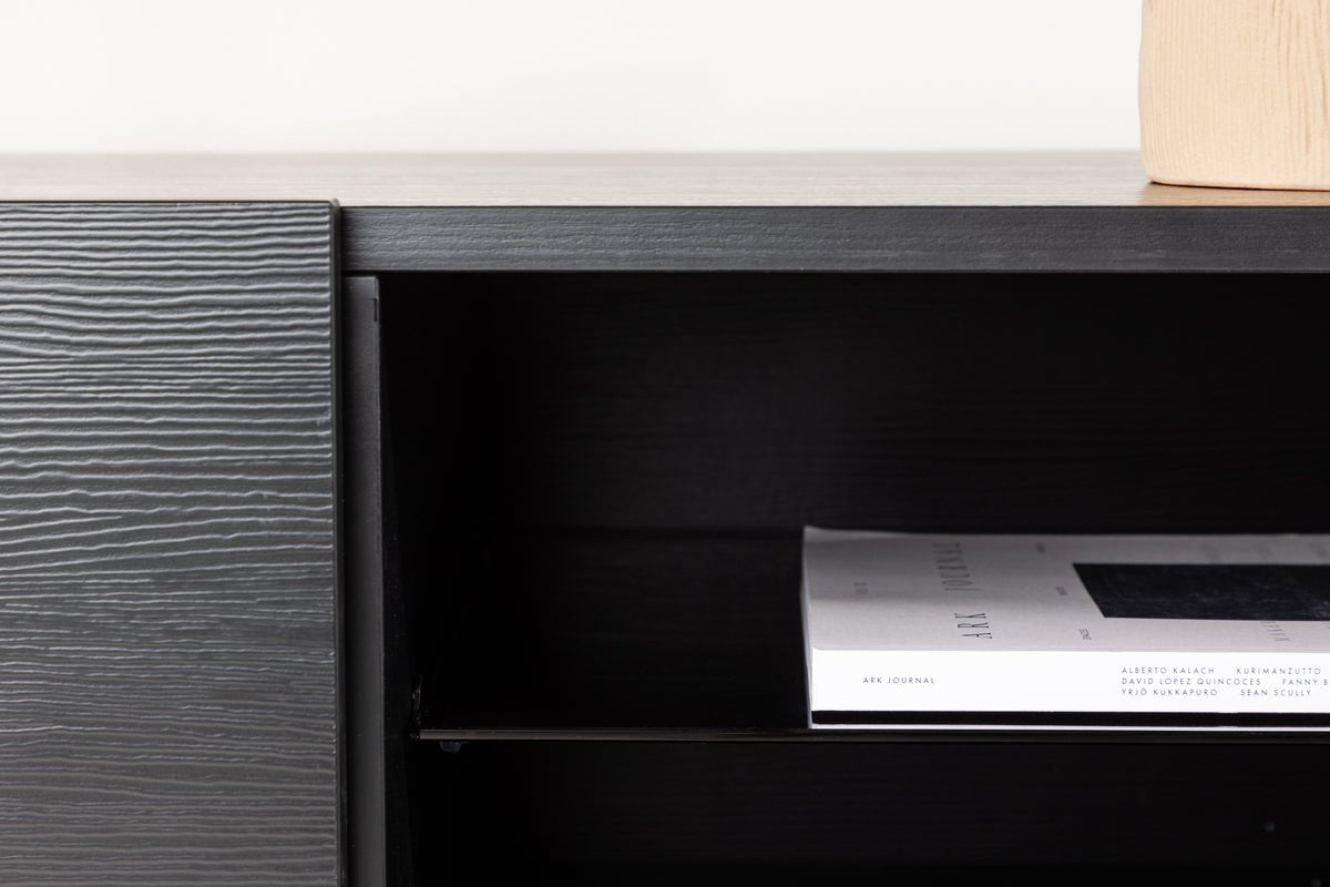 Designer TV-Lowboard Avento – Schwarz, Matt, mit Mittelfuß