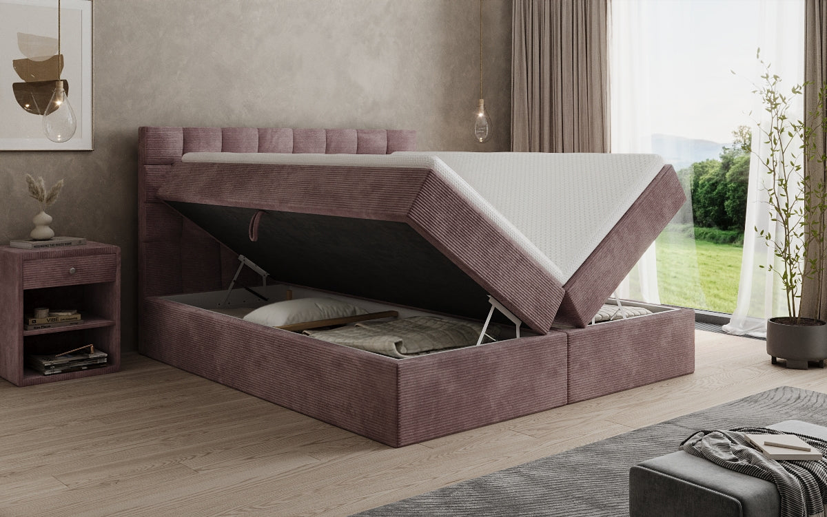 Boxspringbett Como in Cord mit Stauraum