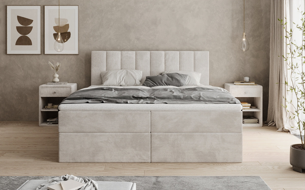 Boxspringbett Sofia in Cord mit Stauraum