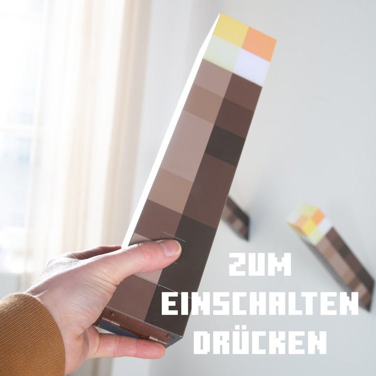Minecraft LED-Fackel mit Wandhalterung – Aufladbar & original Pixel-Design