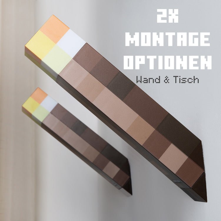 Minecraft LED-Fackel mit Wandhalterung – Aufladbar & original Pixel-Design