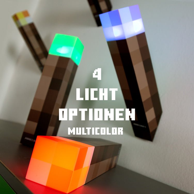 Minecraft LED-Fackel mit Wandhalterung – Aufladbar & original Pixel-Design
