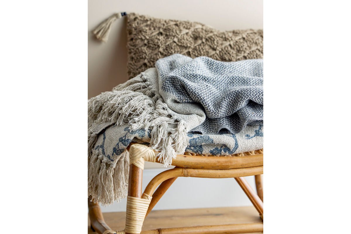 Überwurfdecke Kia – Grau, aus recycelter Baumwolle