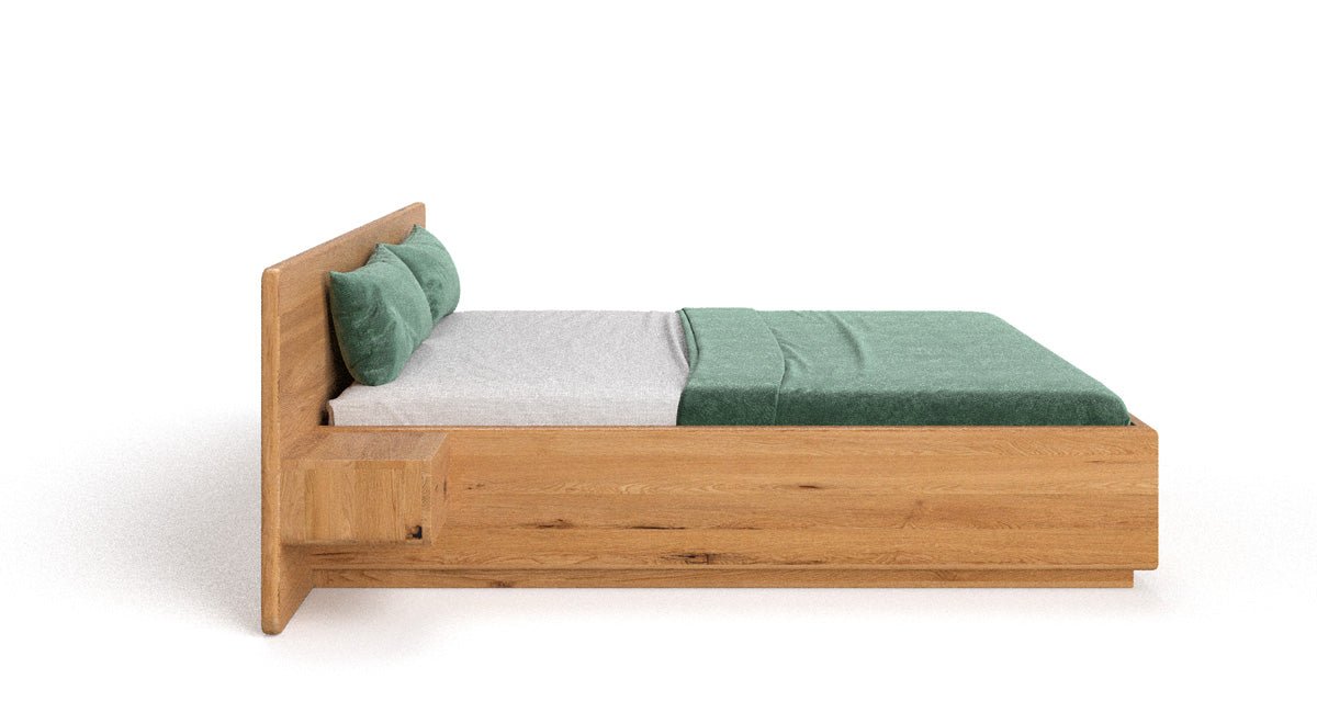 Designer Holzbett Fiona aus massiver Eiche mit Stauraum
