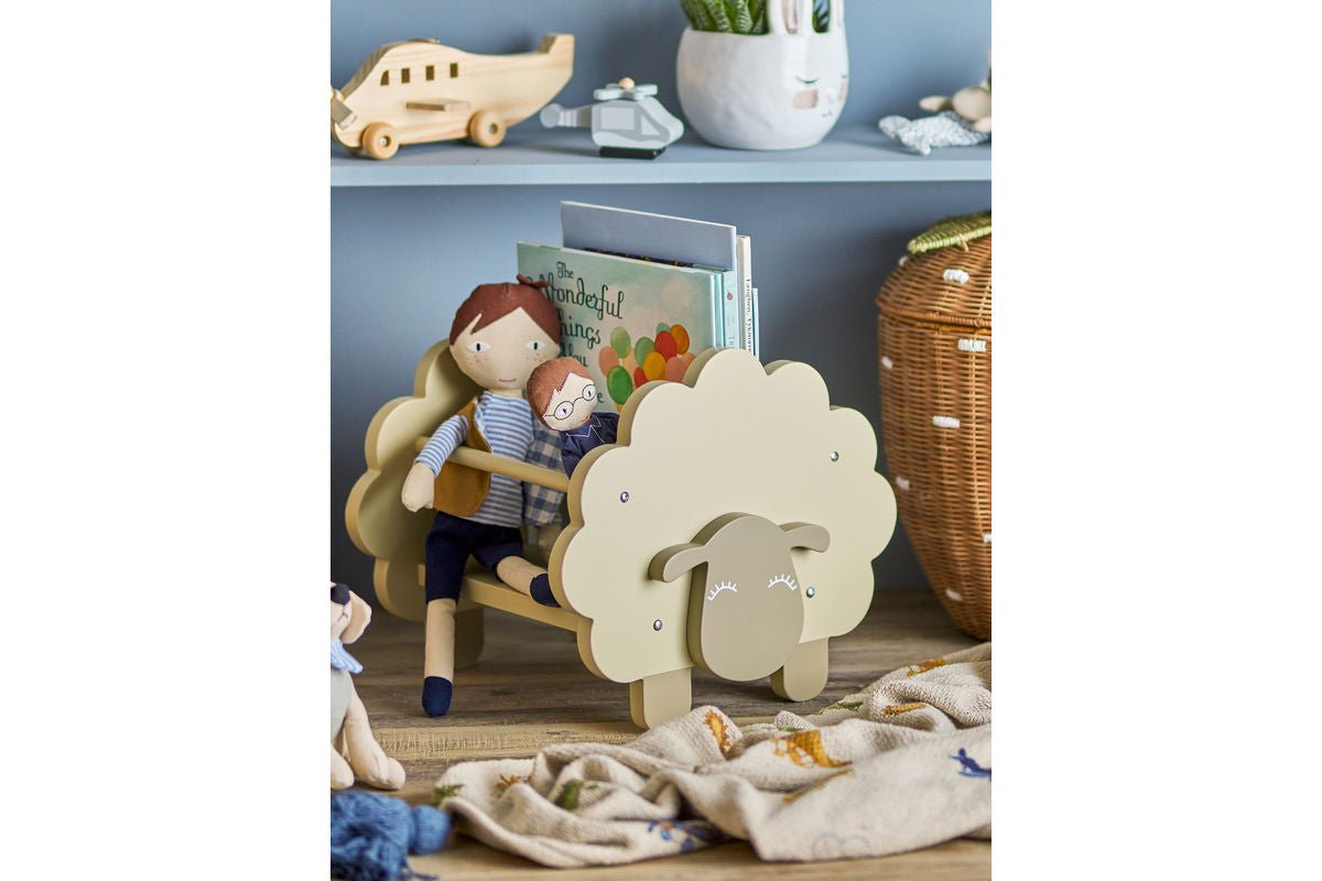 Kinder Bücherregal Polly – Schaf aus FSC®-zertifiziertem Holz in Grün für das Kinderzimmer