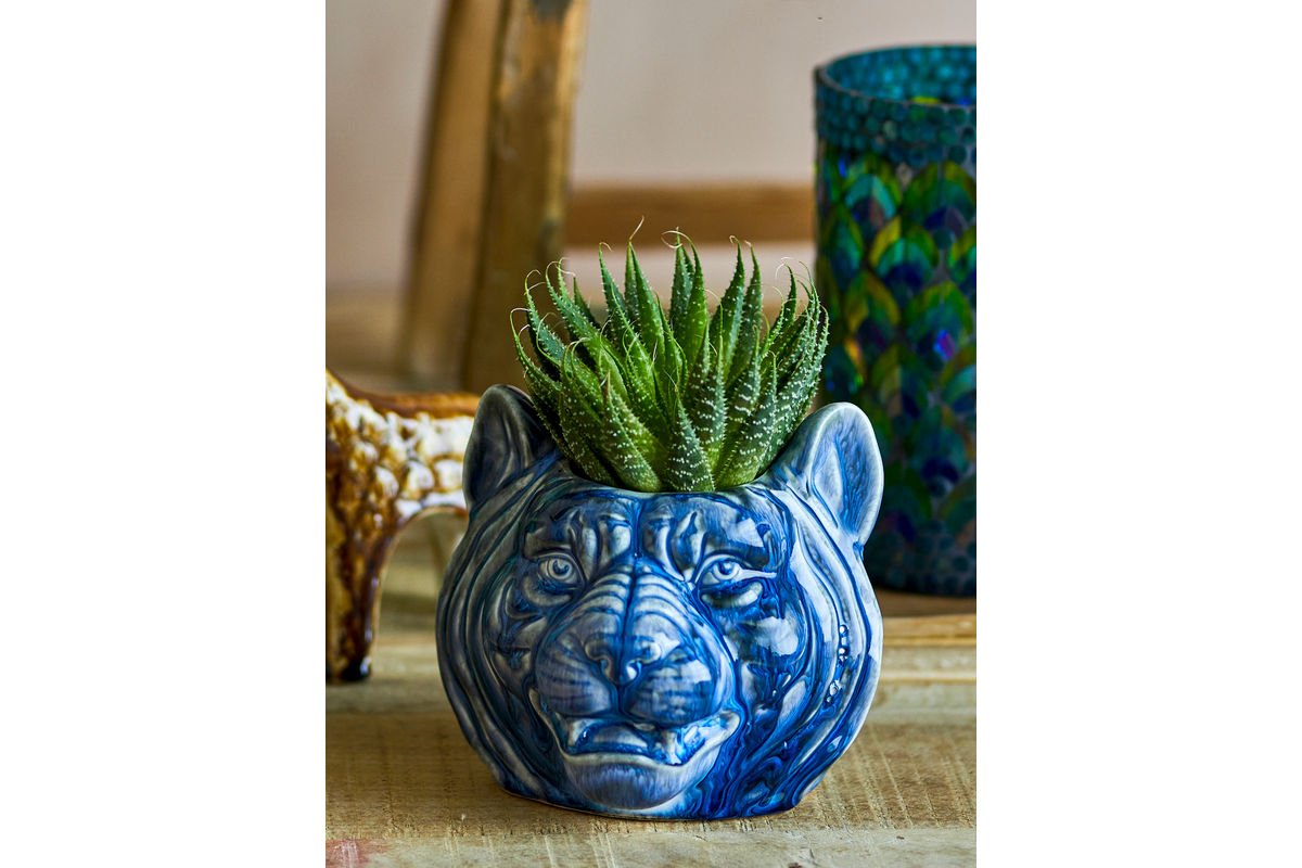 Blumentopf „Avelin“ – Blaues Steingut