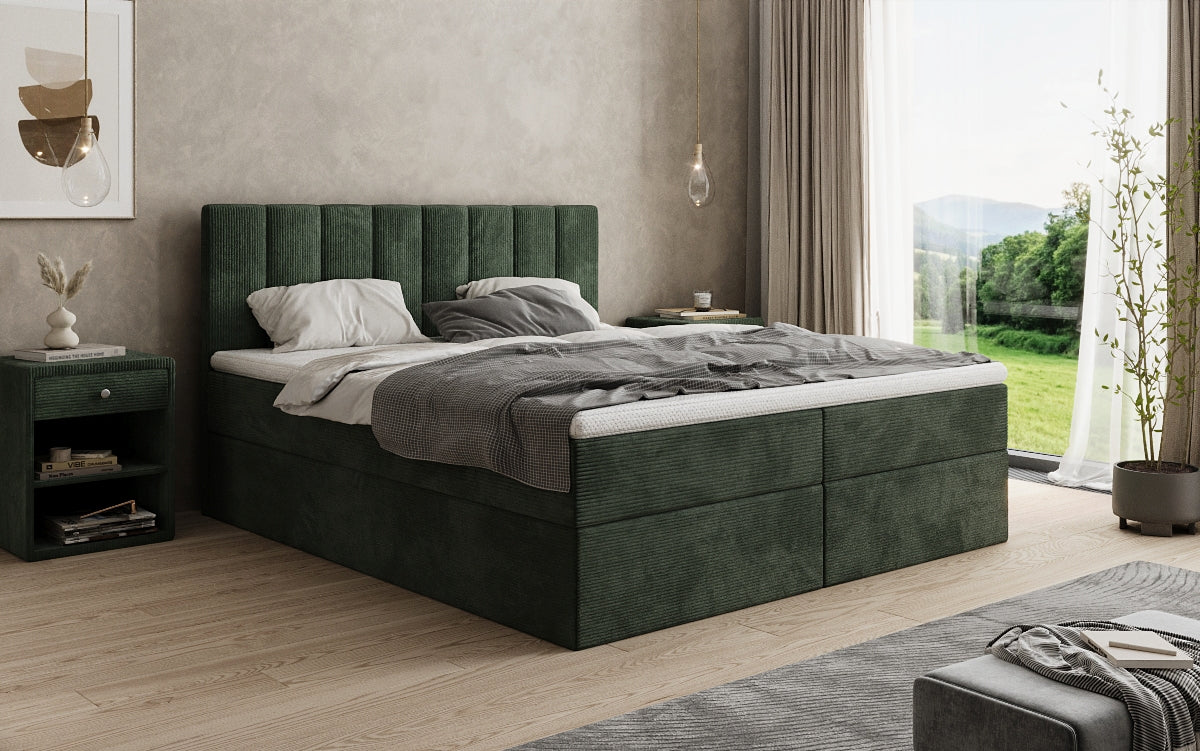 Boxspringbett Sofia in Cord mit Stauraum
