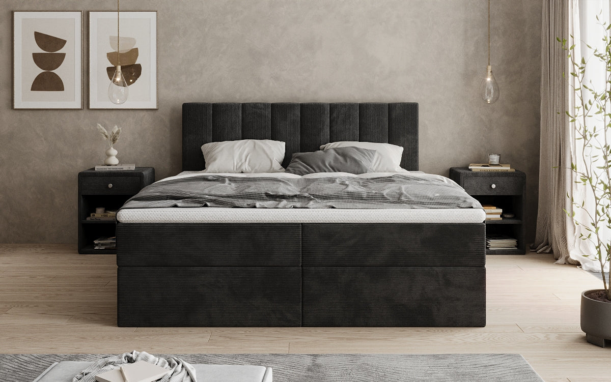 Boxspringbett Sofia in Cord mit Stauraum