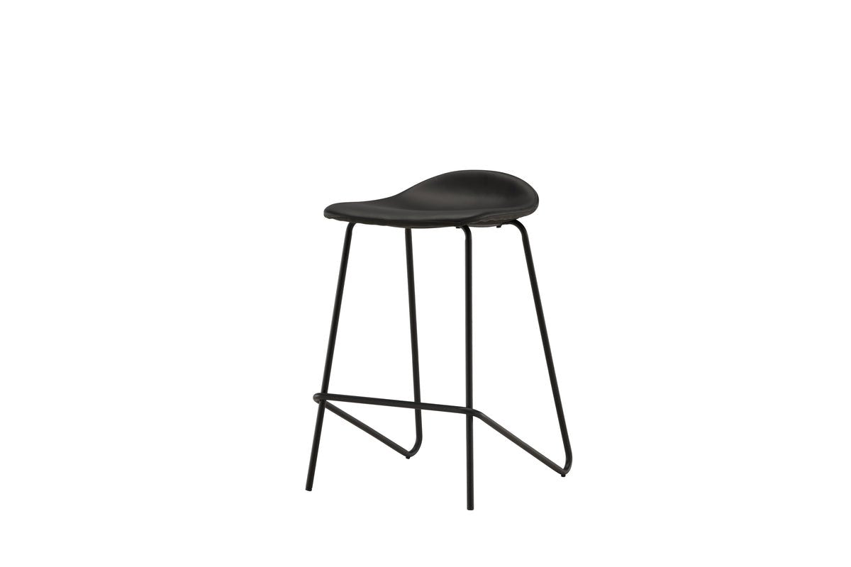 2er Set - Barhocker Georg in Mattschwarz mit PU Sitzfläche
