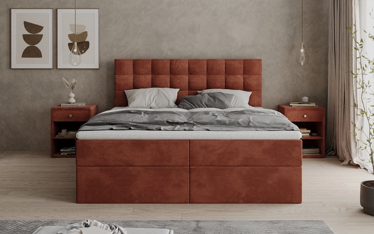 Boxspringbett Como in Cord mit Stauraum