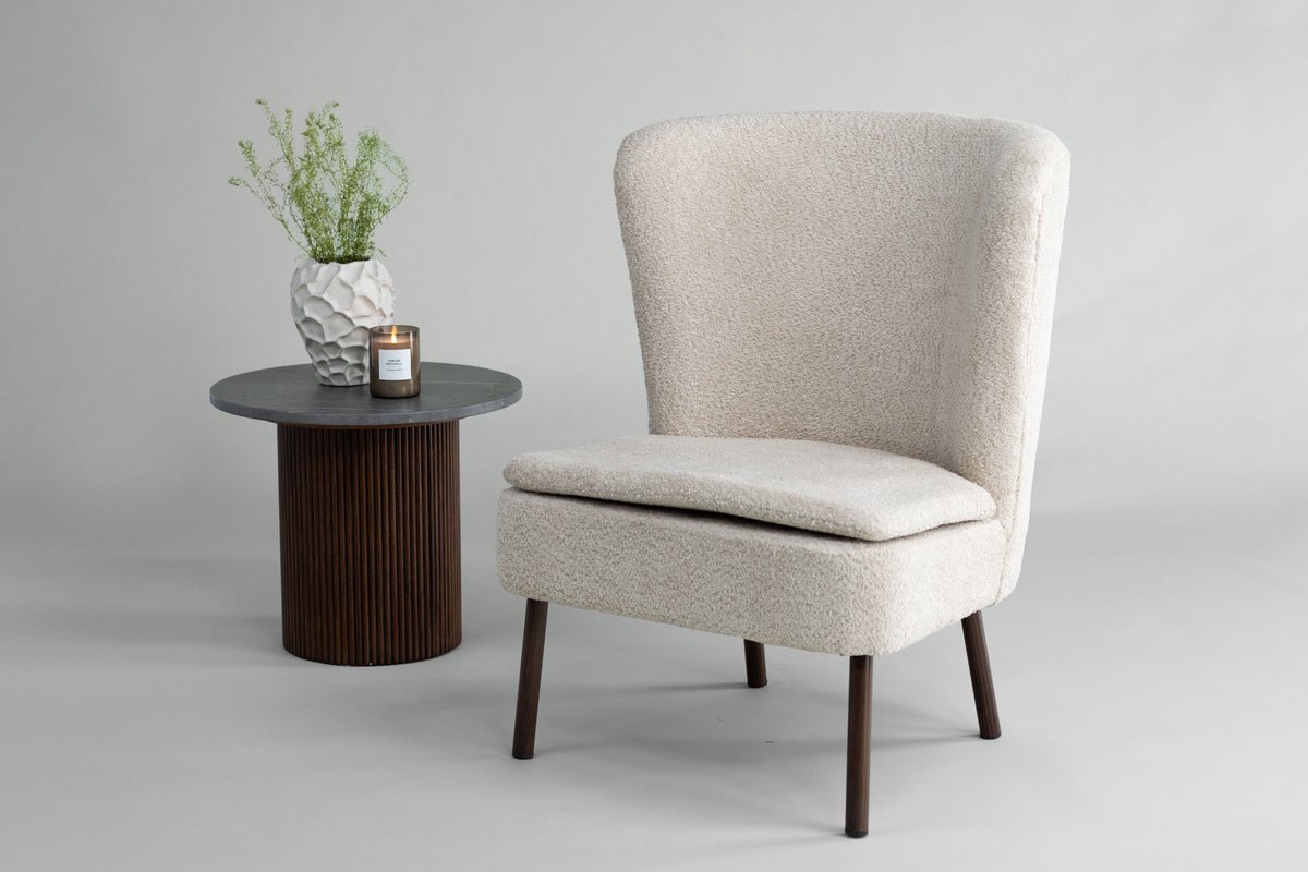 Sessel Hedwig - Mit beigem Polyesterstoff
