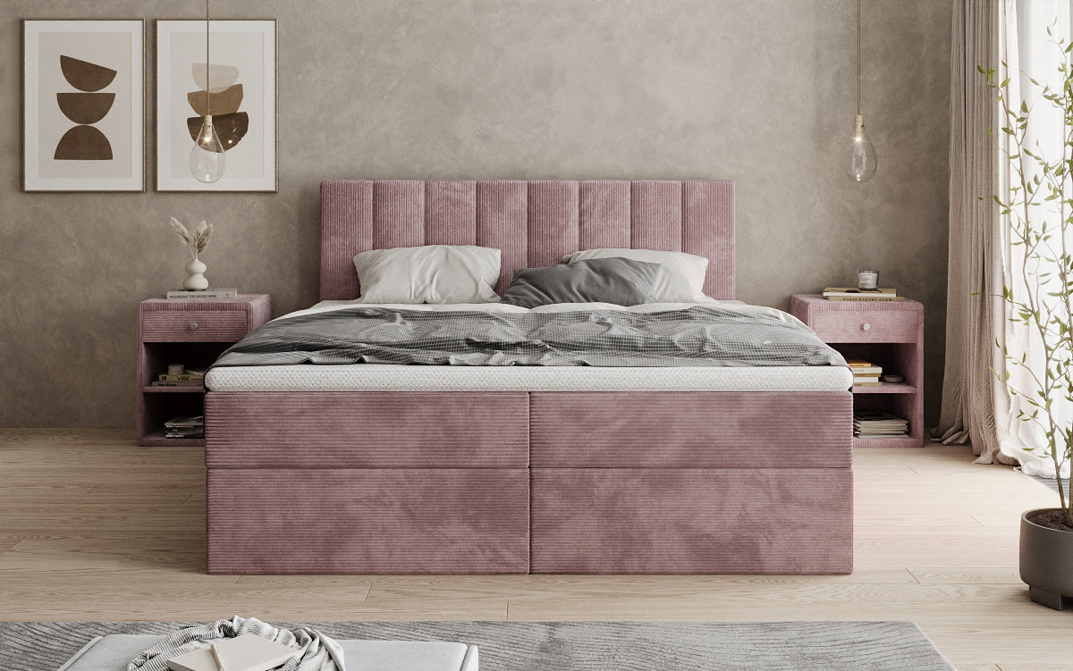 Boxspringbett Sofia in Cord mit Stauraum