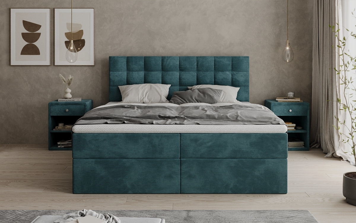 Boxspringbett Como in Cord mit Stauraum