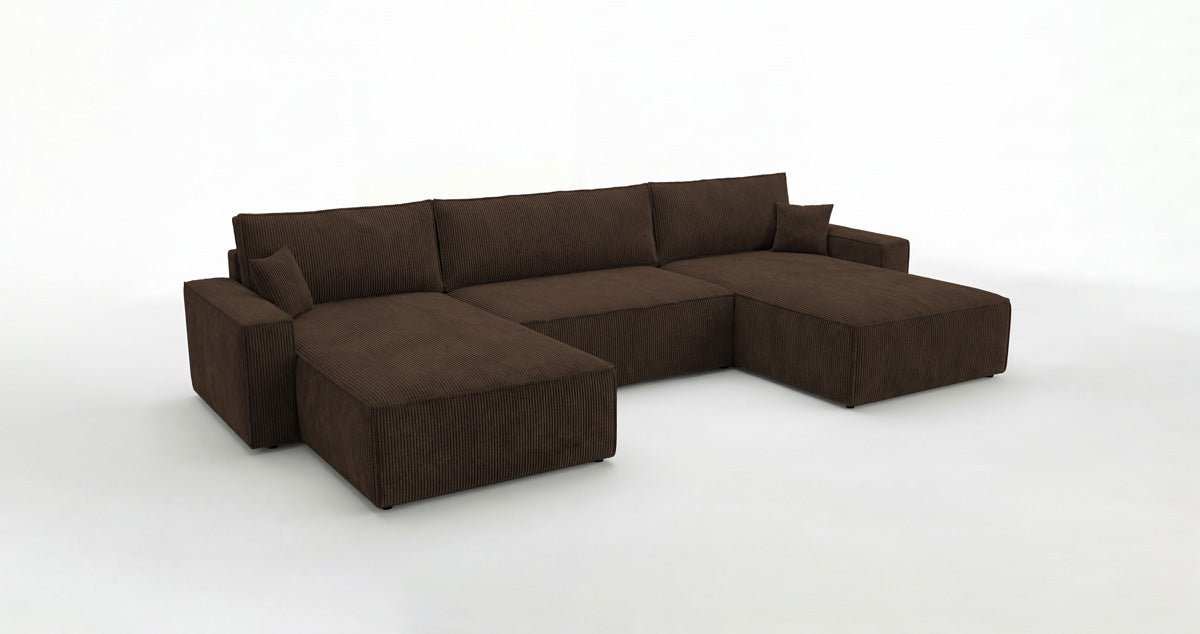 Designer Sofa Vienna U mit Schlaffunktion und Stauraum in Cord