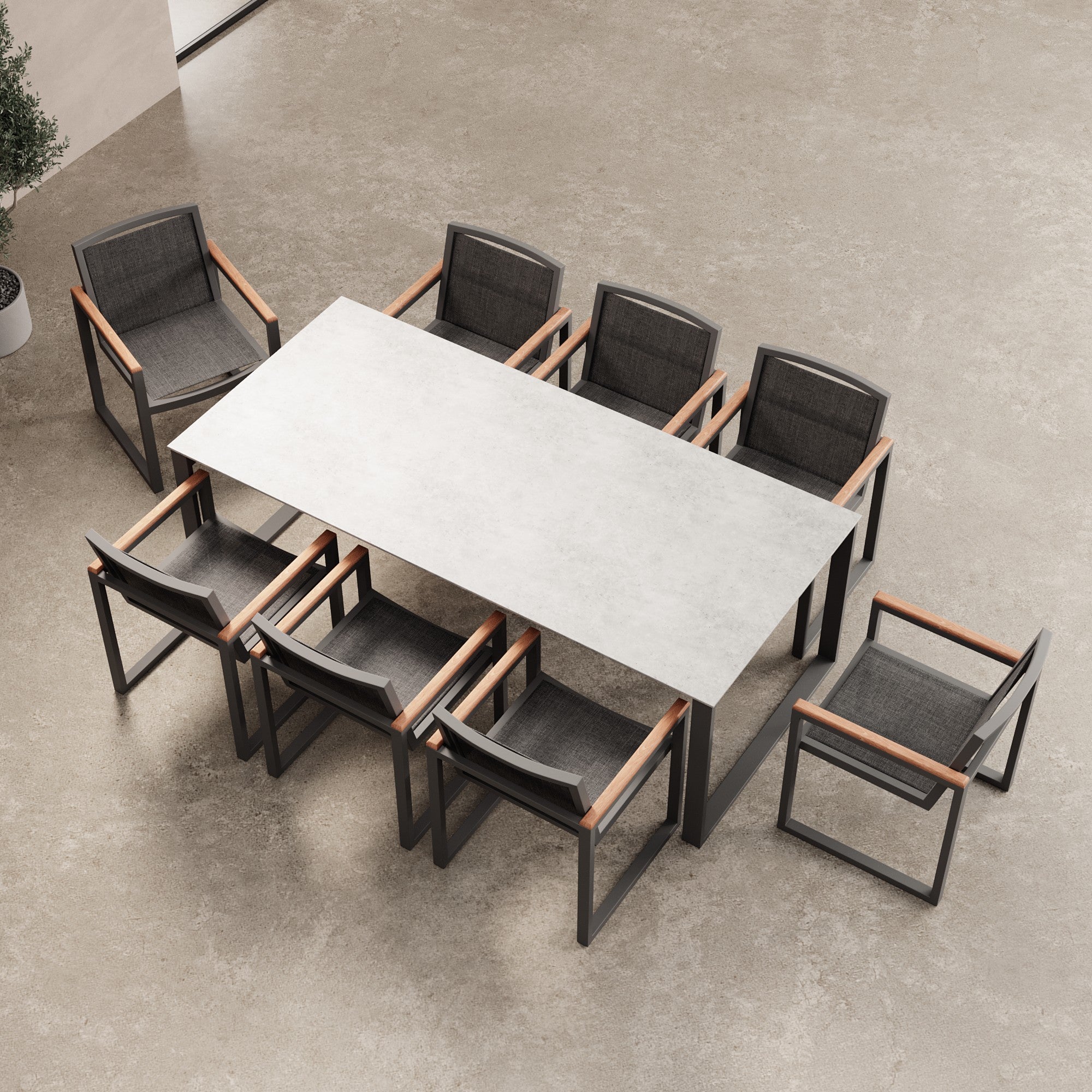 4er Set Vayla Gartenstuhl mit Armlehnen – Aluminium & Robinienholz | Aevora™ Kollektion