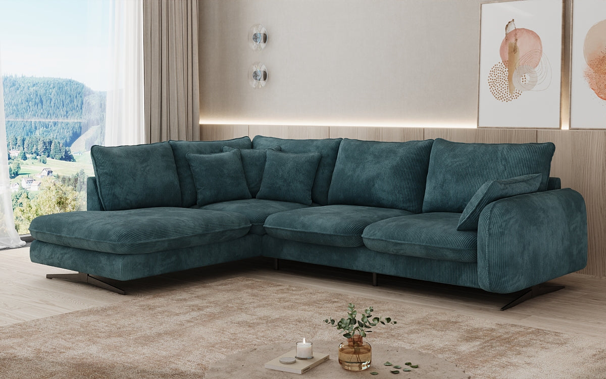 Designer Ecksofa Laguna mit Metallfüße in Cord