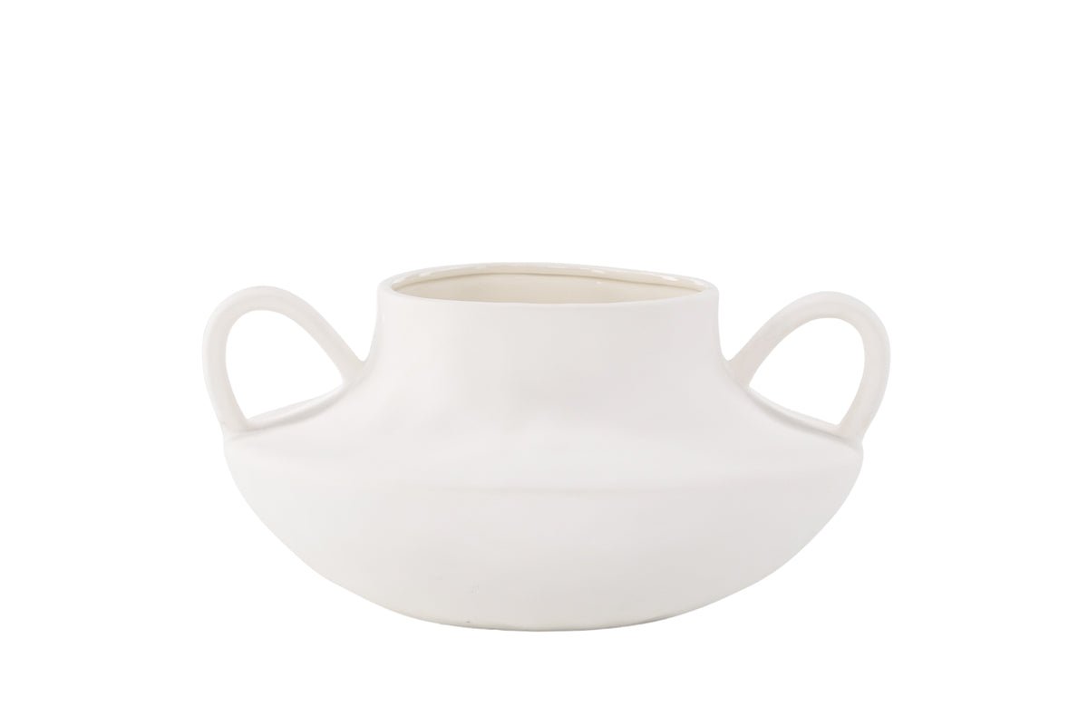 Blumentopf Vian - in runder Form mit markanten Schlaufen aus Keramik