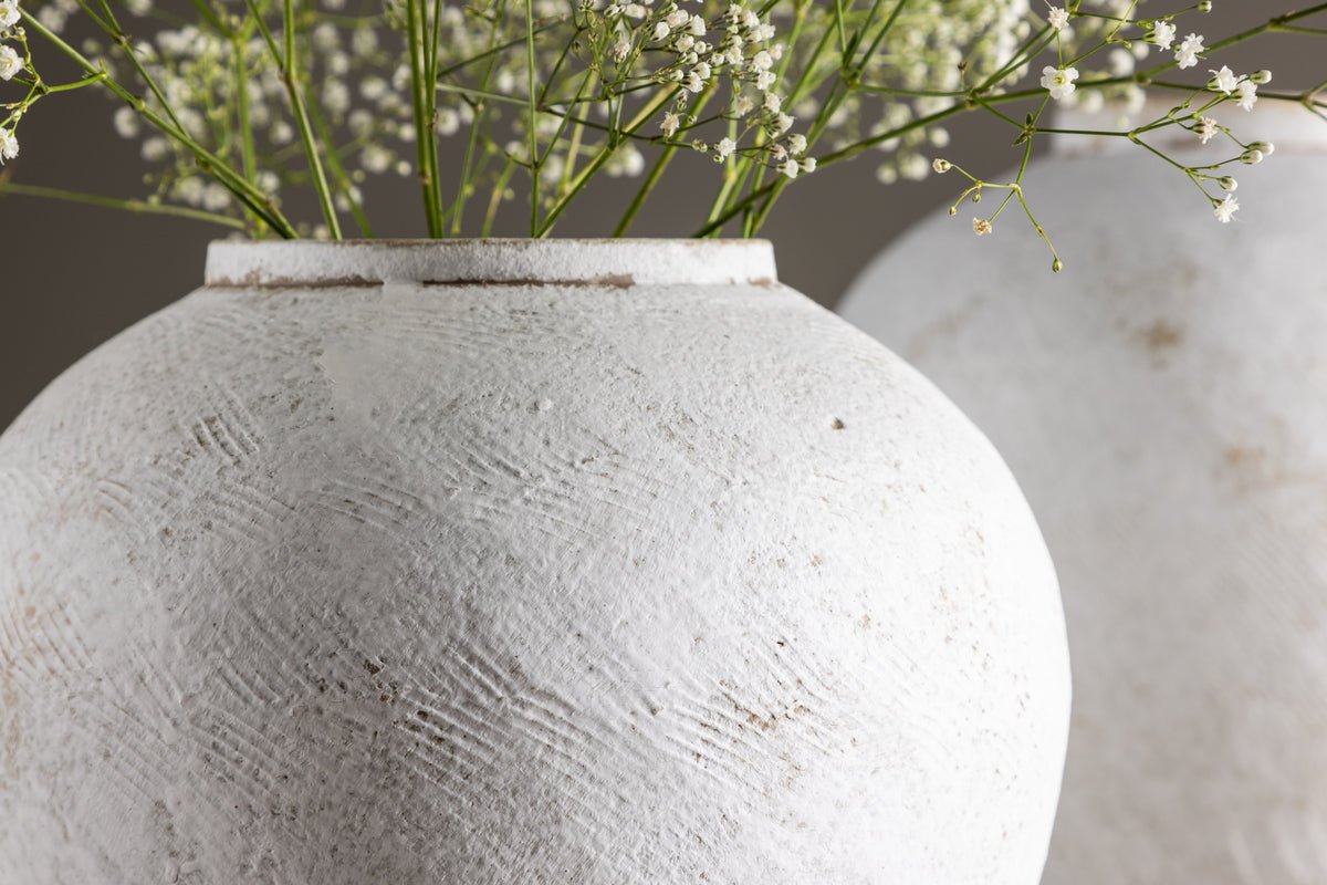 Vase „Sferra“ Ø 25 cm – Beige mit Struktur