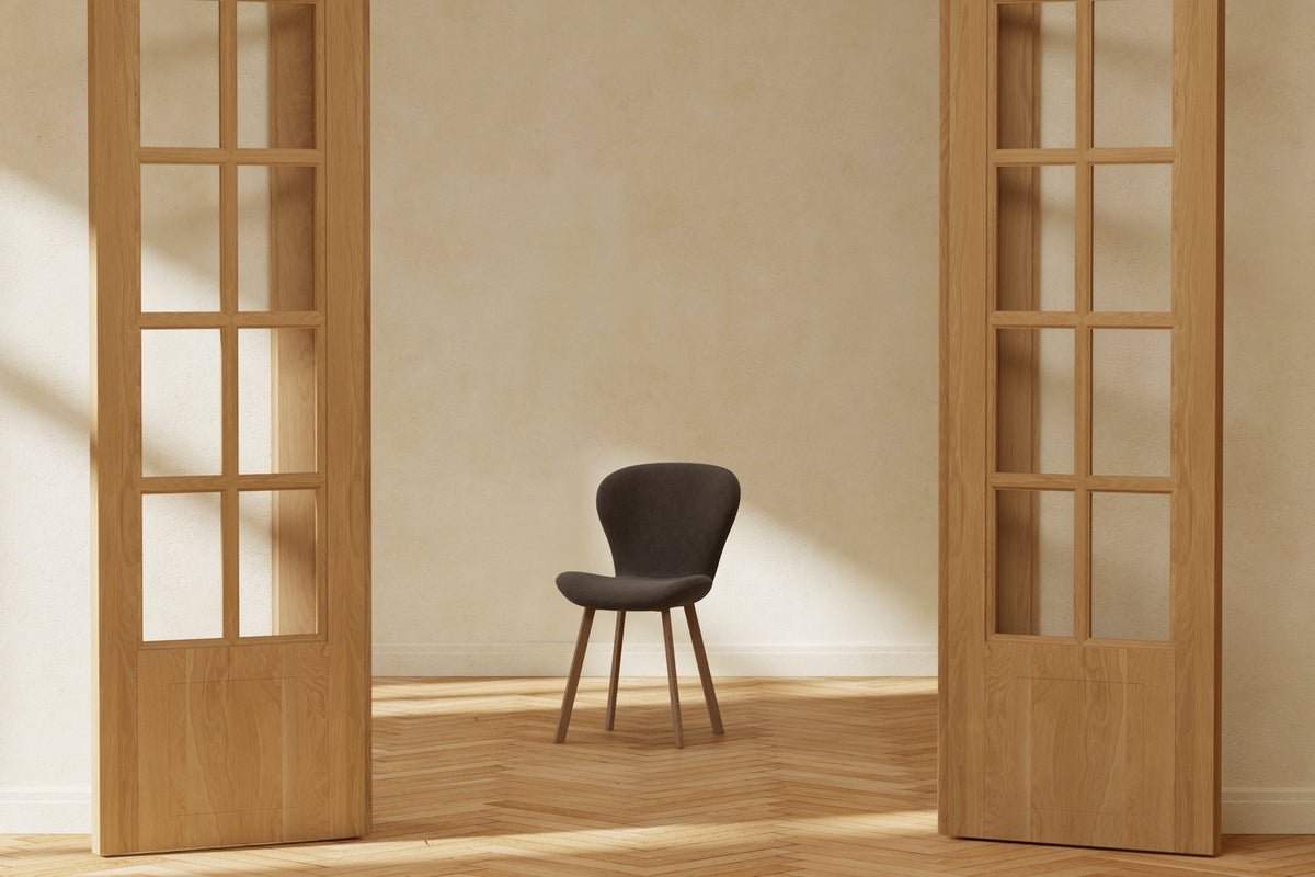 2er Set - Esszimmerstuhl Elli in Braun mit Metallbeinen