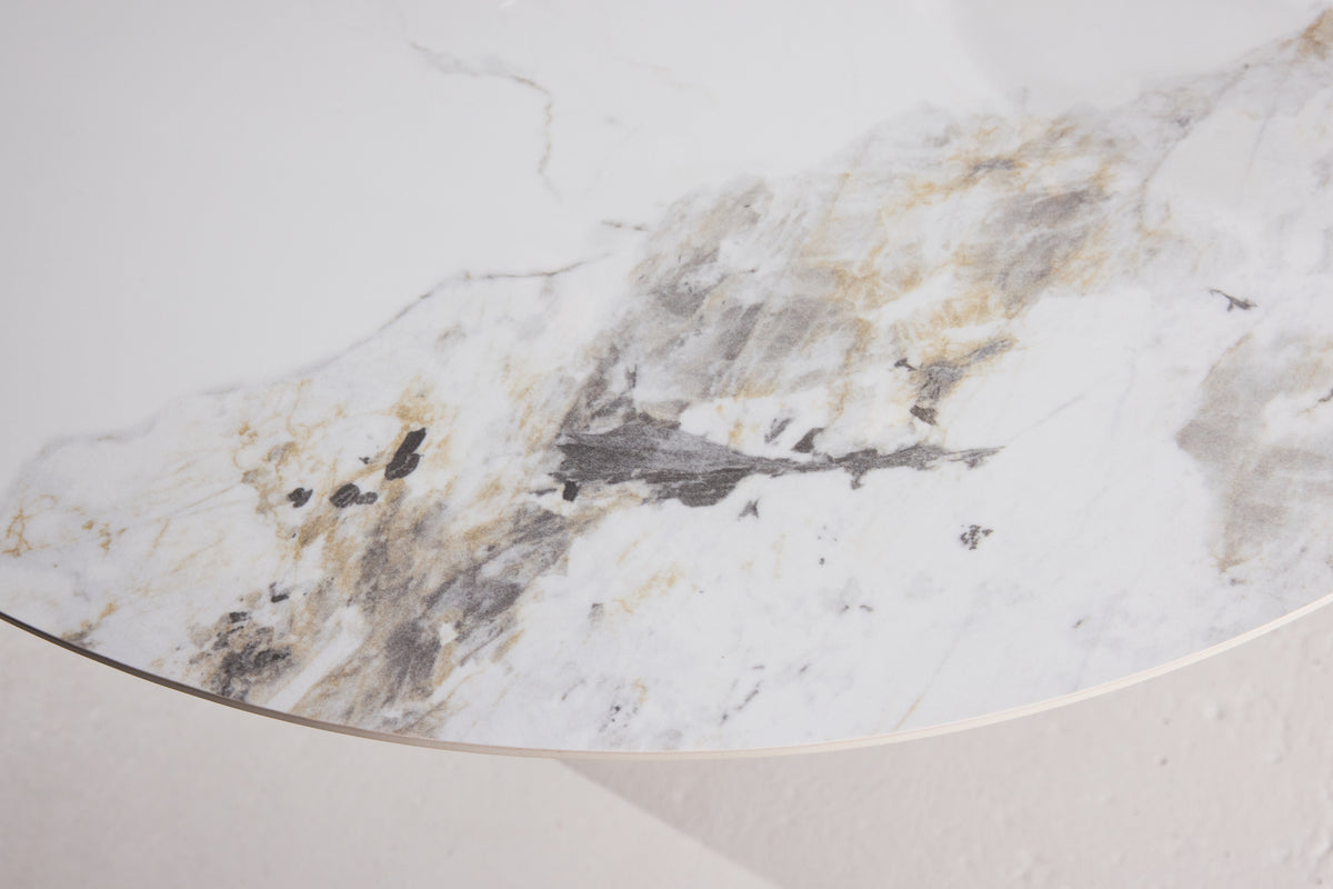 Esstisch Maris - aus gesintertem Stein in beigefarbener Marmoroptik