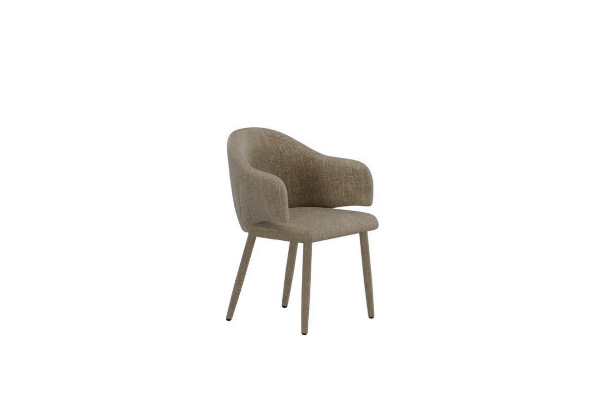 2er Set - Esszimmerstuhl Jubi in Beige mit stoffbezogenen Metallbeinen