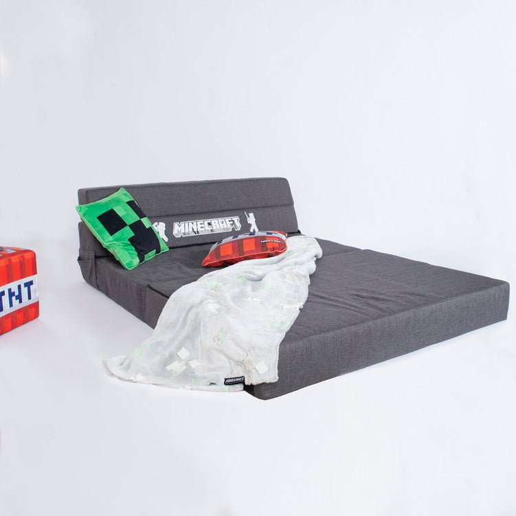 Minecraft Klappsofa „SleepCube“ – ausklappbar & passend zum Kinderbett