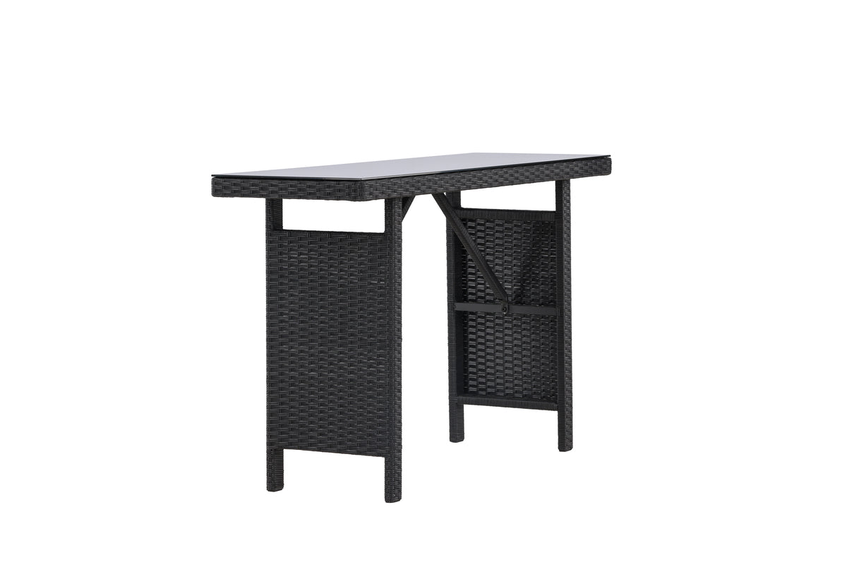Garten Beistelltisch Pandora - Aus Rattan und Glas in Schwarz