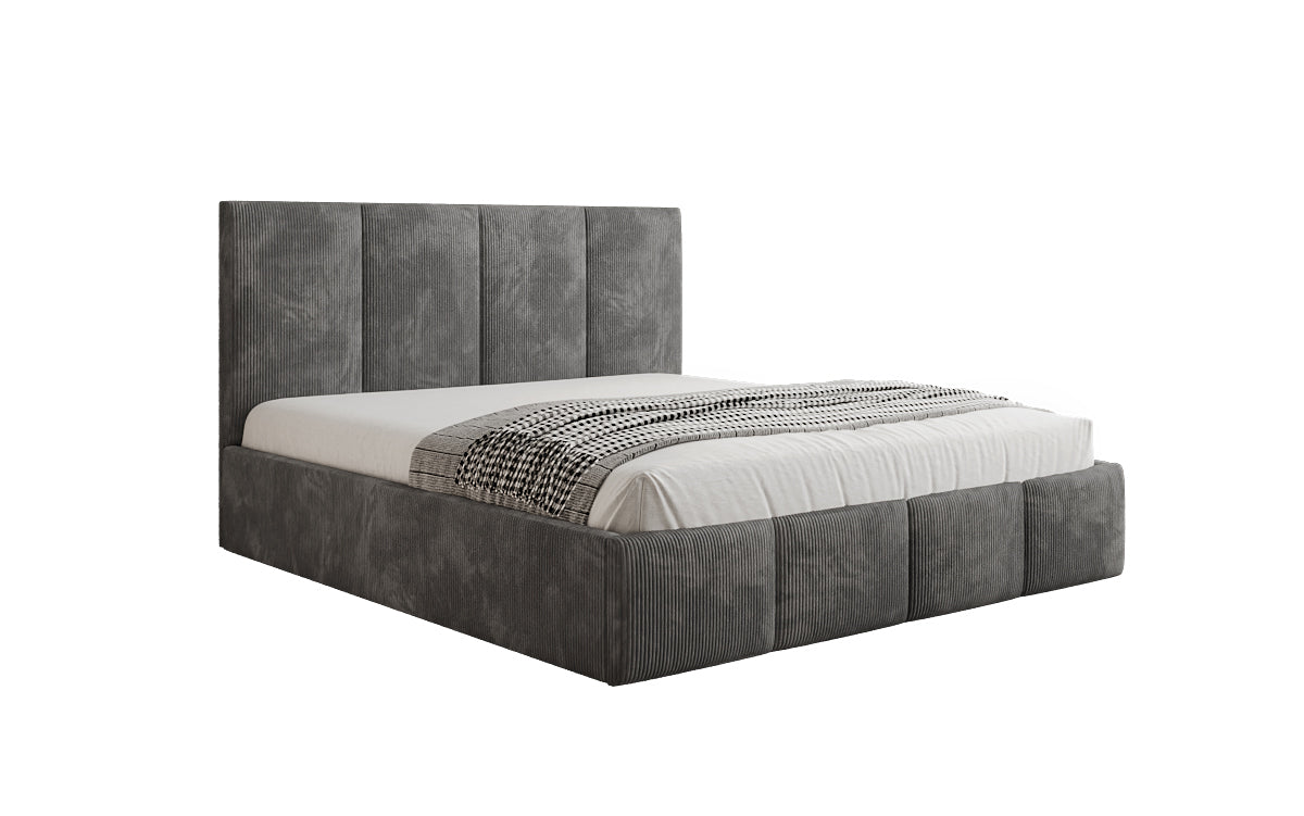 Designer Polsterbett Mina in Cord mit Stauraum