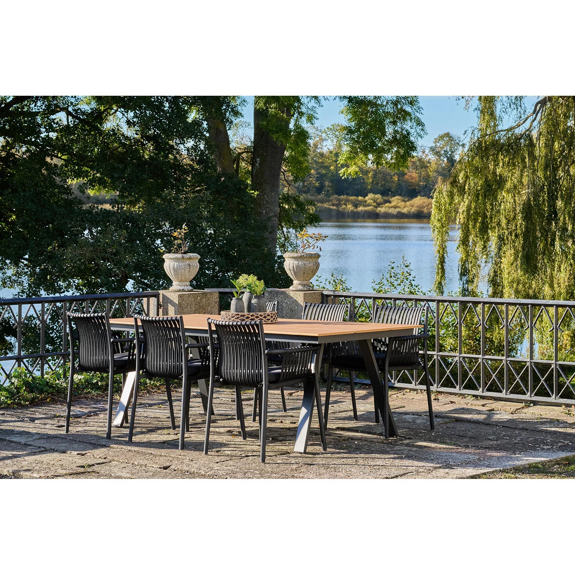 4er Set - Gartenstuhl Verona Schwarz - Stapelbarer Outdoor-Stuhl