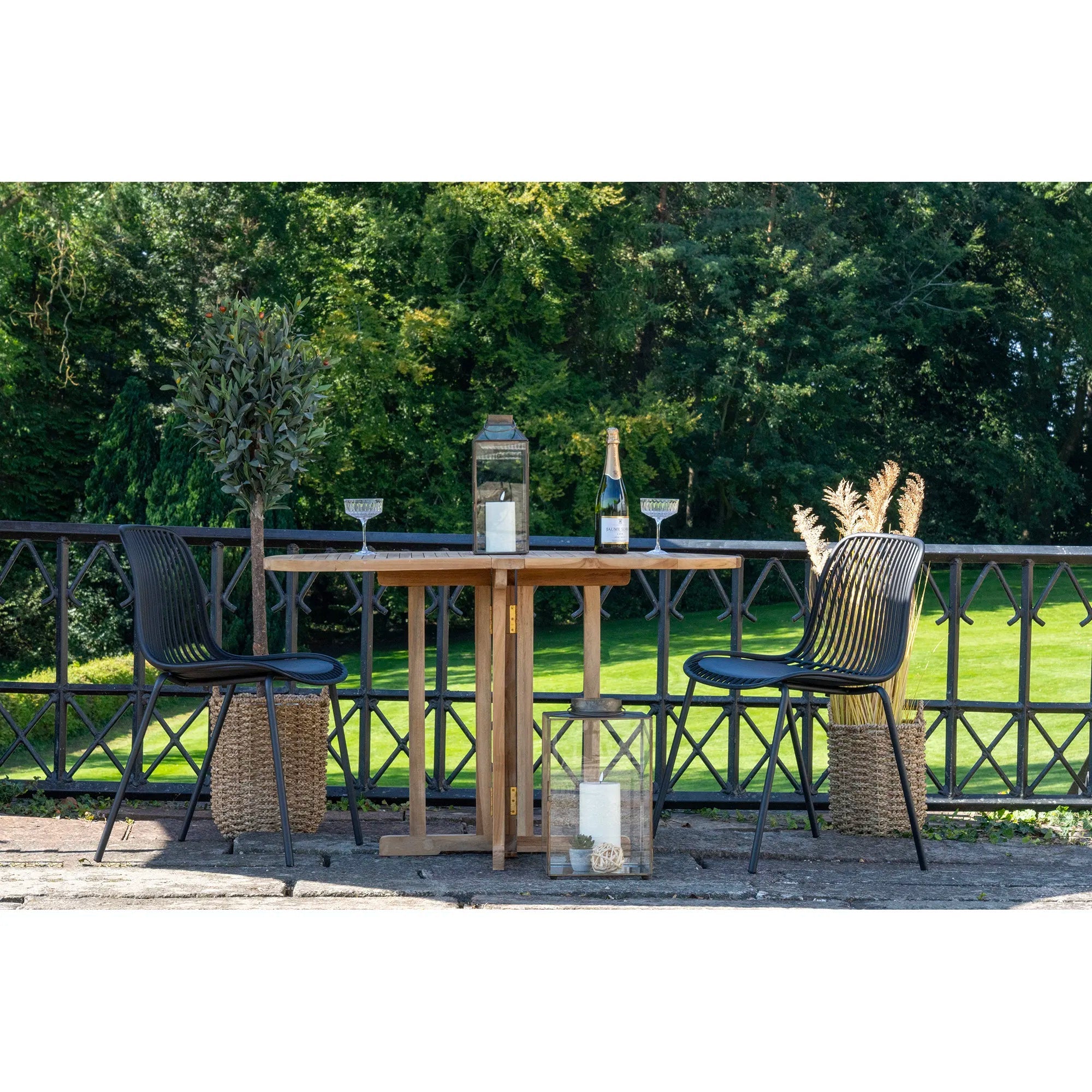 4er Set - Gartenstuhl Ventura Schwarz - Stapelbarer Outdoor-Stuhl