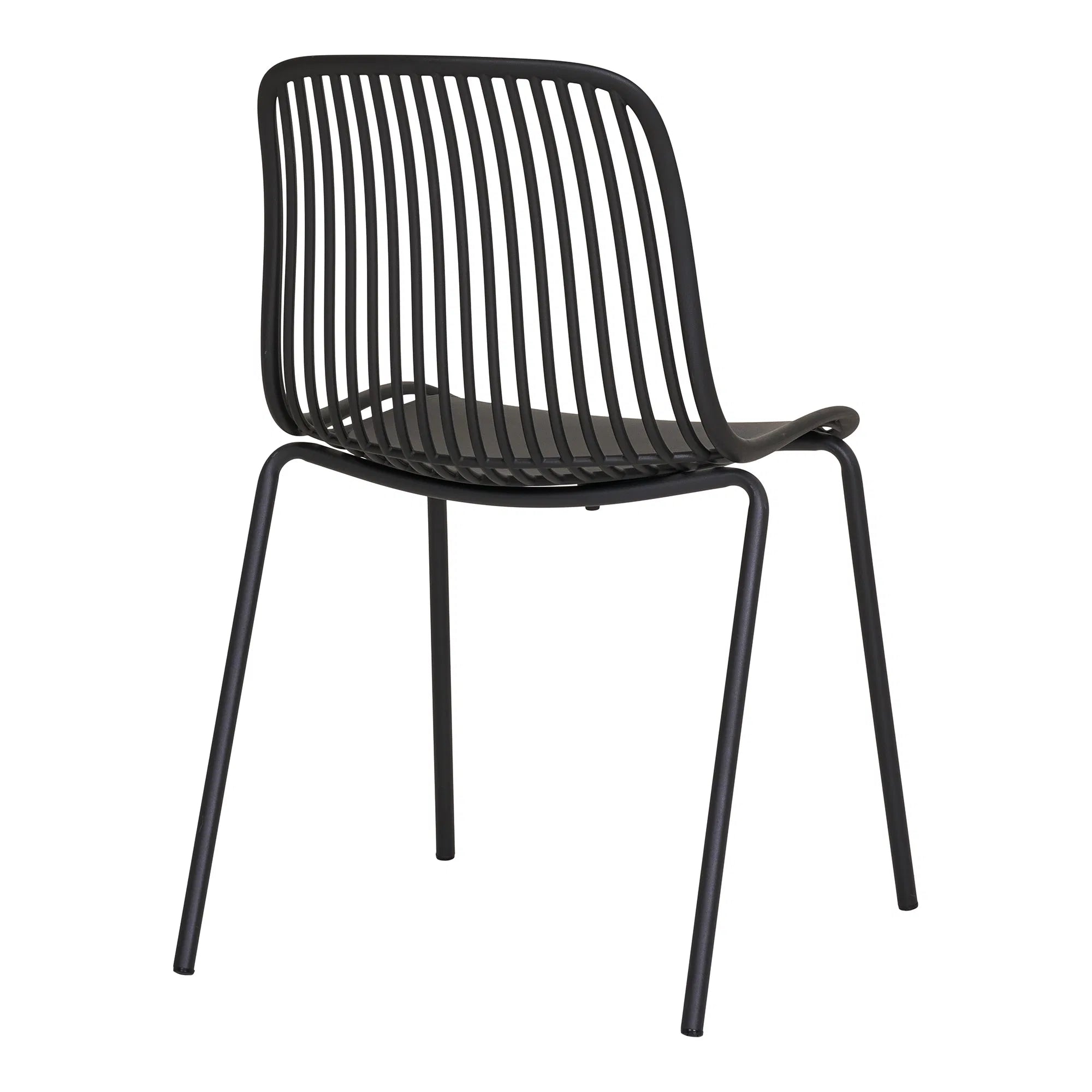 4er Set - Gartenstuhl Ventura Schwarz - Stapelbarer Outdoor-Stuhl