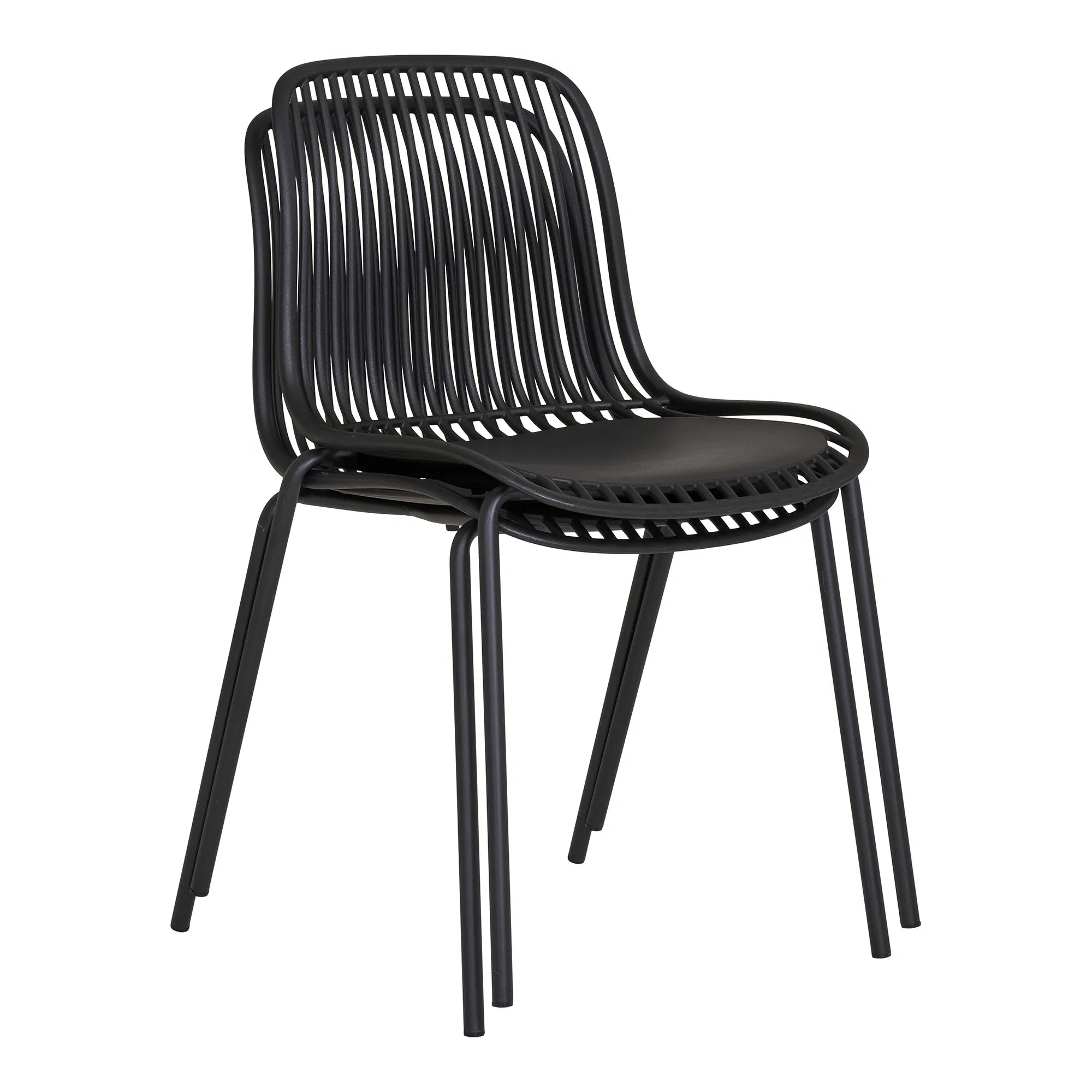 4er Set - Gartenstuhl Ventura Schwarz - Stapelbarer Outdoor-Stuhl