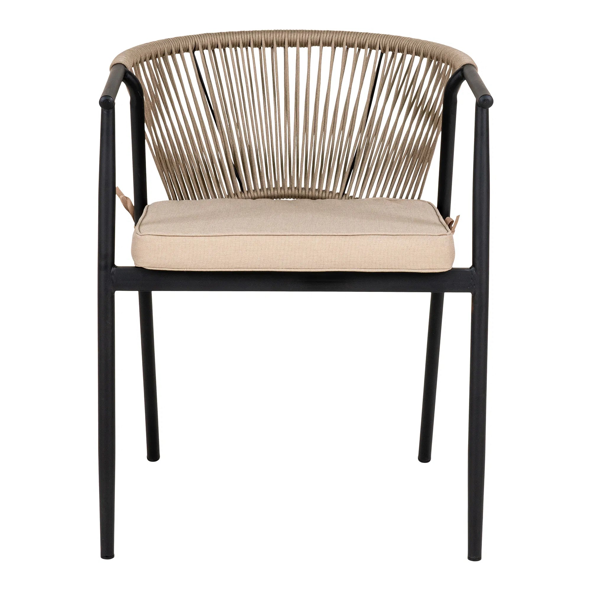 2er Set - Gartenstuhl Lazaro Schwarz/Beige