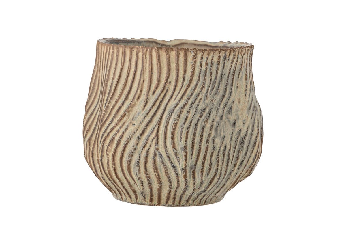 Blumentopf „Terraea“ – Braunes Steingut