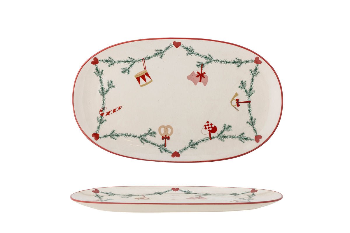 Servierplatte Sasha – Steingut mit weihnachtlichem Dekor