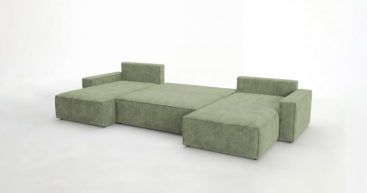 Designer Sofa Vienna U mit Schlaffunktion und Stauraum in Cord