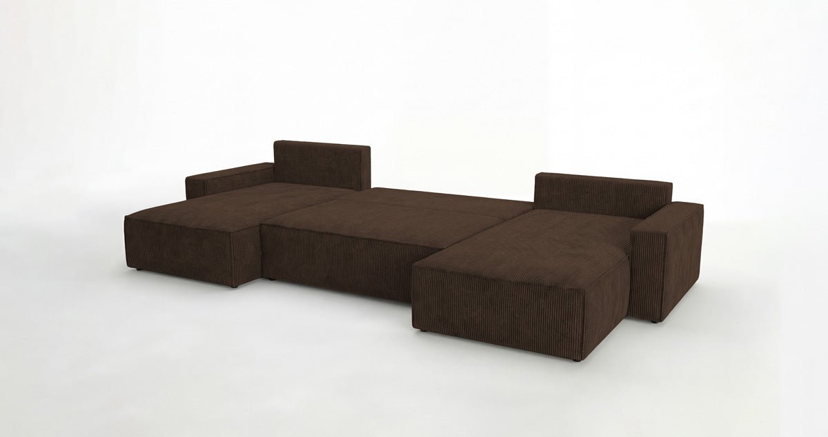Designer Sofa Vienna U mit Schlaffunktion und Stauraum in Cord