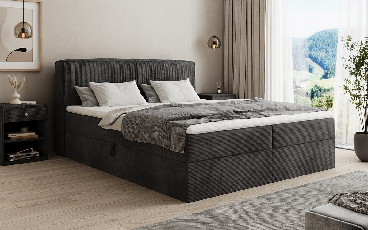 Boxspringbett Marea in Cord mit Stauraum