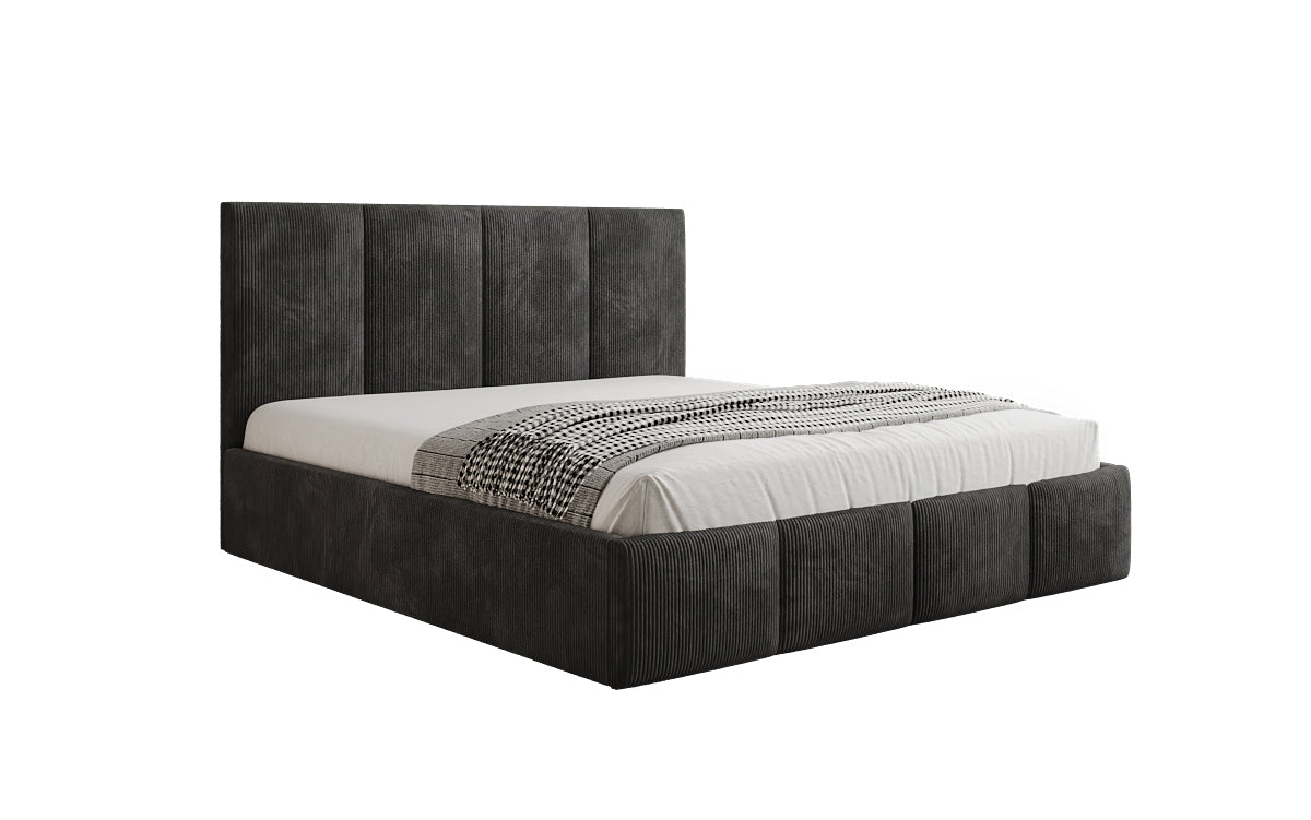Designer Polsterbett Mina in Cord mit Stauraum
