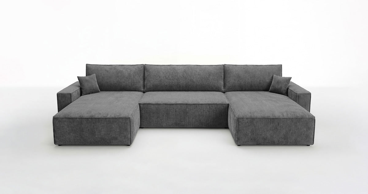Designer Sofa Vienna U mit Schlaffunktion und Stauraum in Cord