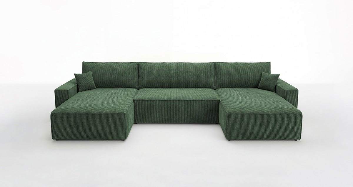 Designer Sofa Vienna U mit Schlaffunktion und Stauraum in Cord
