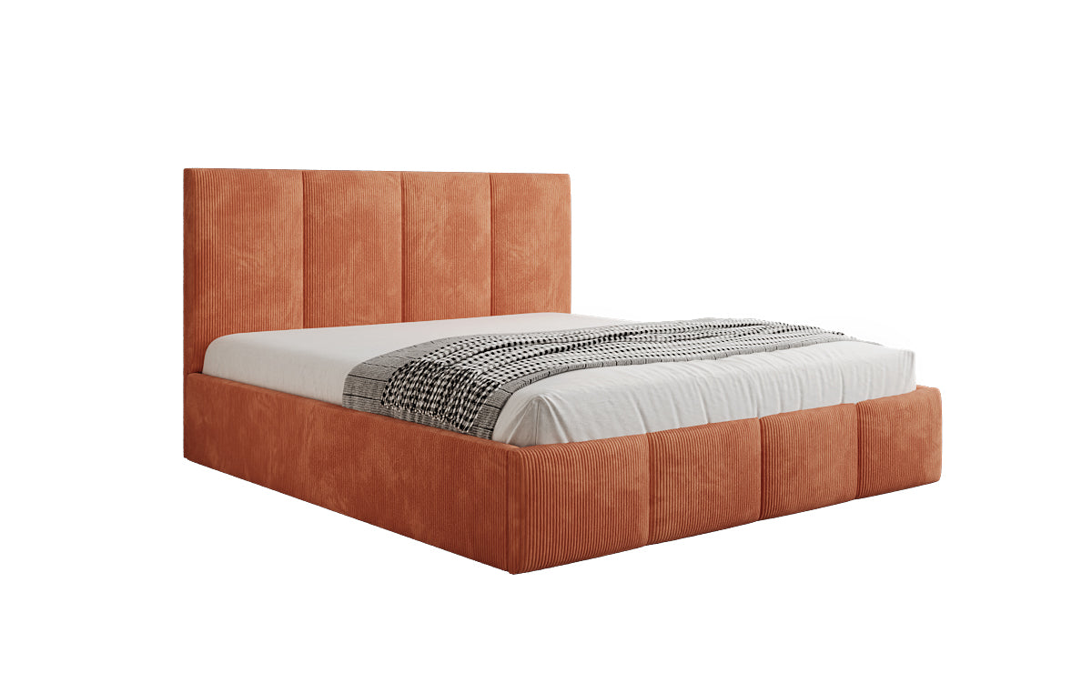 Designer Polsterbett Mina in Cord mit Stauraum