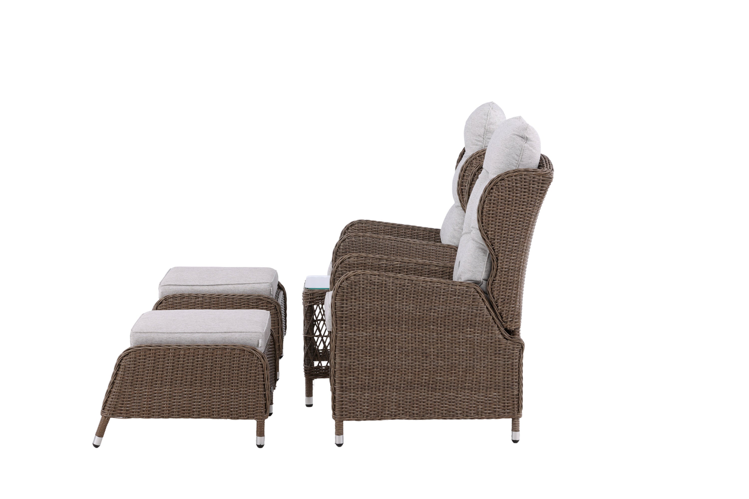 Garten Loungeset Lenox - in Natur mit verstellbarer Rückenlehne