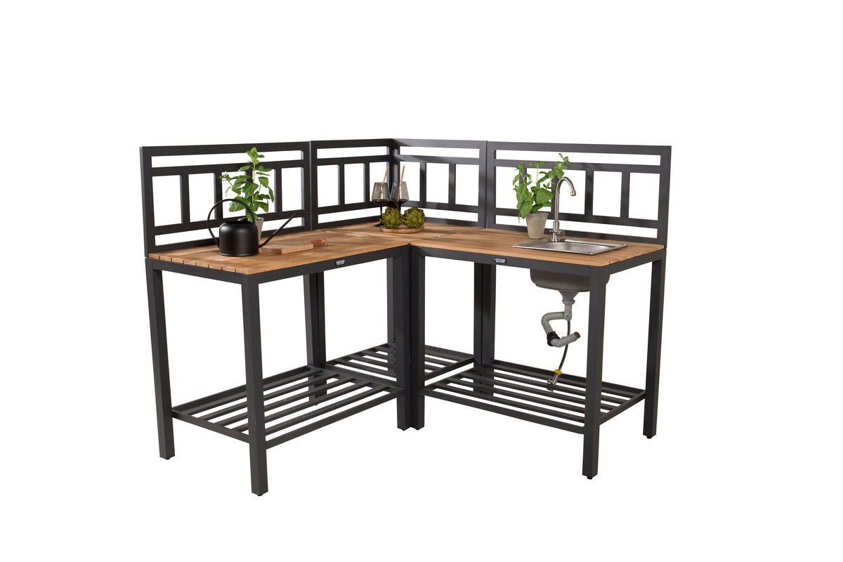 Ablagetisch Ellie – Outdoor-Küchenmodul mit Teakholz-Arbeitsfläche