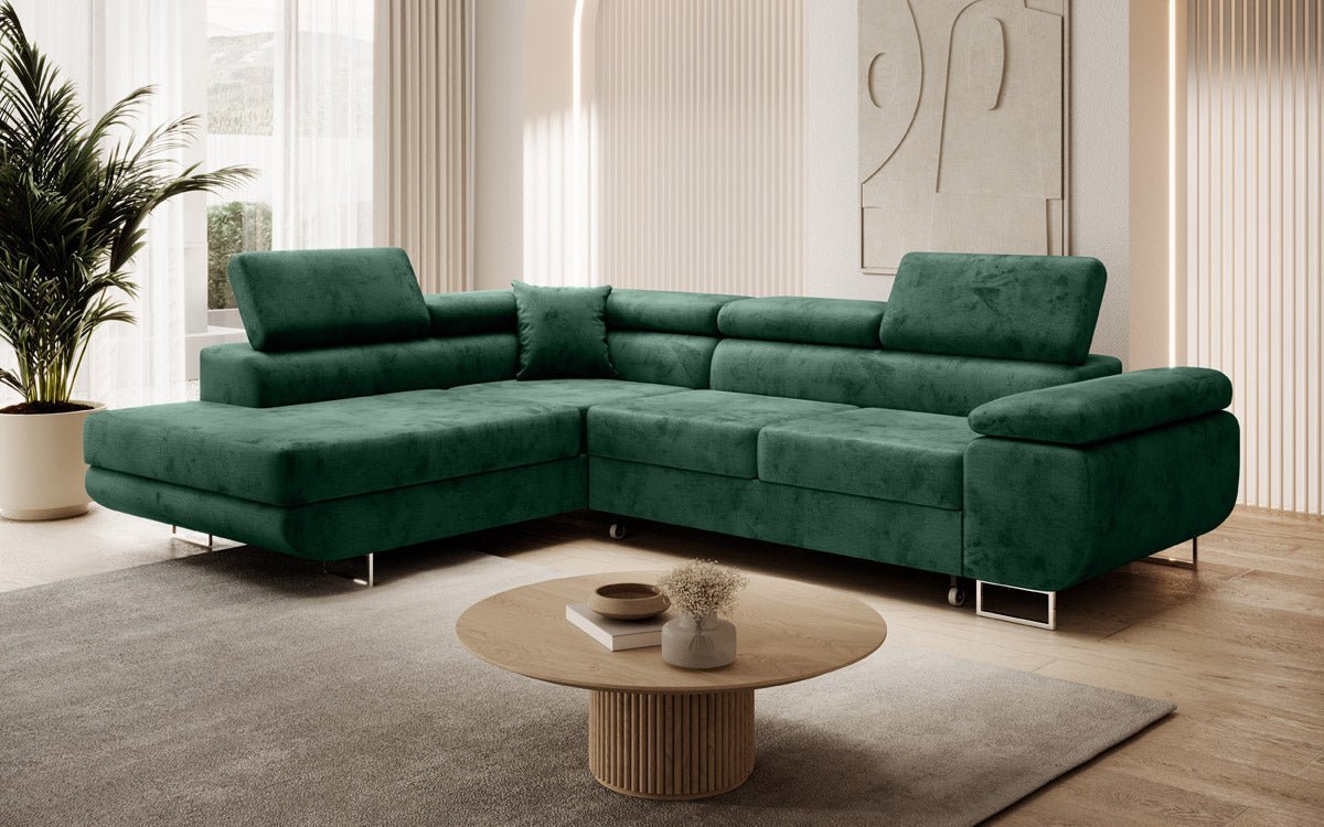 Designer Sofa Aston mit Schlaf- und Klappfunktion aus Samt