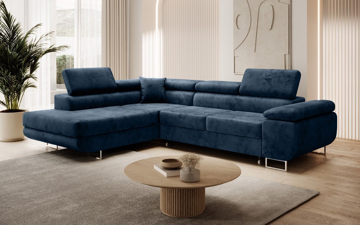 Designer Sofa Aston mit Schlaf- und Klappfunktion aus Samt